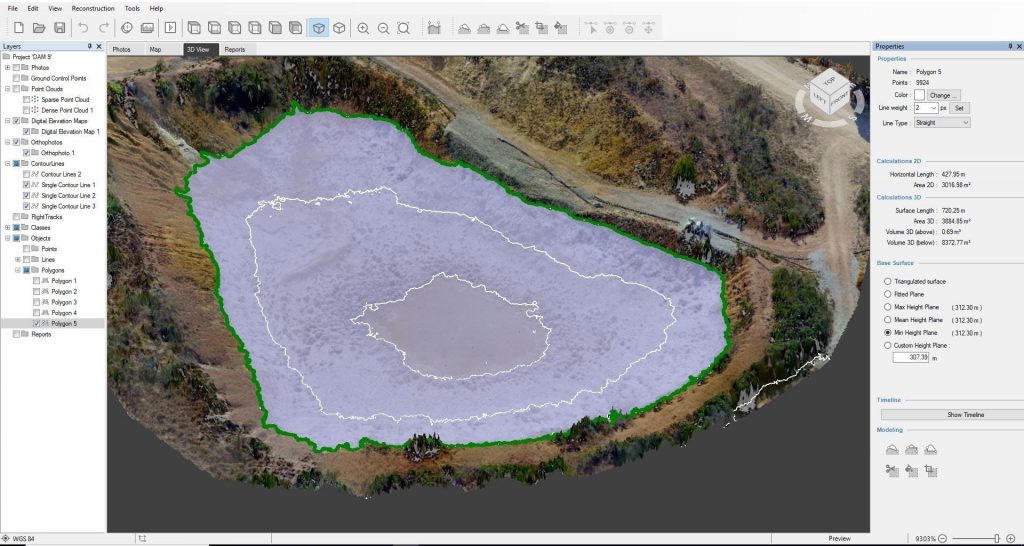 Quarry capacity or safe water volume for the dam